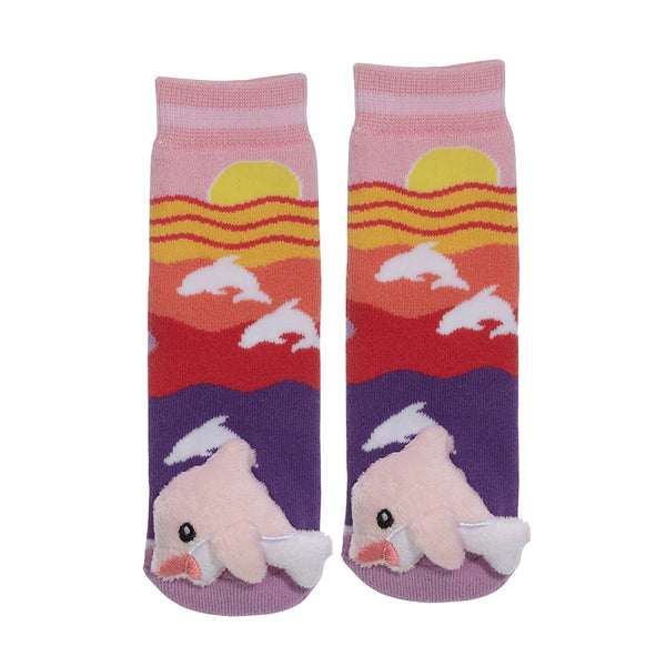 Messy Moose Socks Pink Dolphin 6 Pack - Baby / Pink - Socks