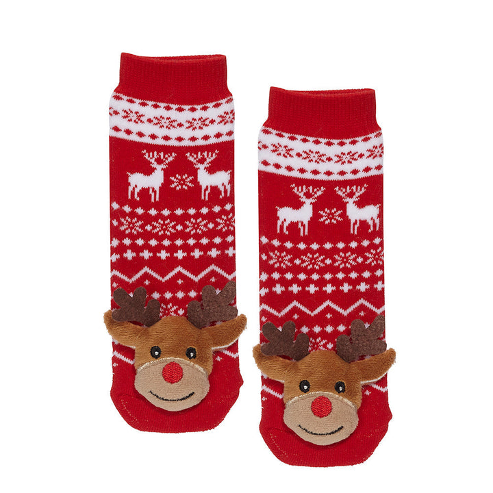 Messy Moose Socks Reindeer 6 Pack - Baby / Red - Socks