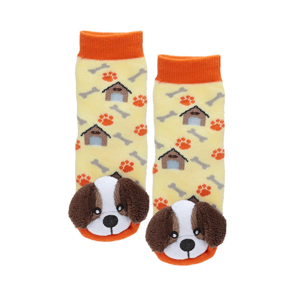 Messy Moose Socks St. Bernard Puppy 6 Pack - Baby / Light Yellow - Socks