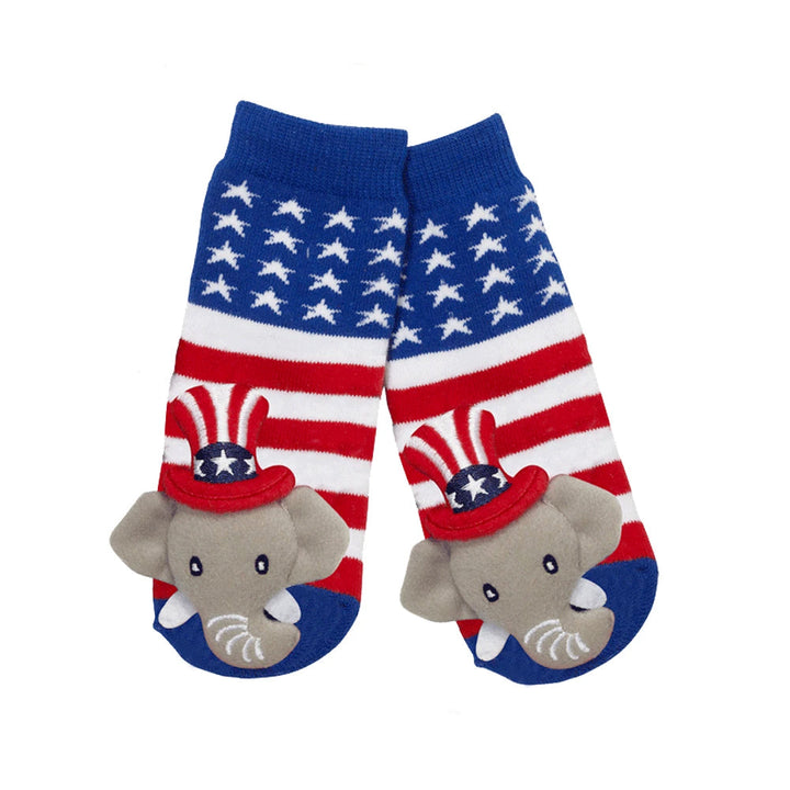 Messy Moose Socks Stars & Stripes Elephant 6 Pack - Baby / Blue - Socks