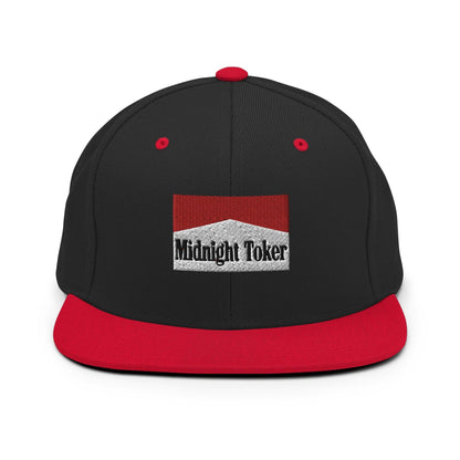 Midnight Toker Bill Brim Snapback Hat - Black/ Red
