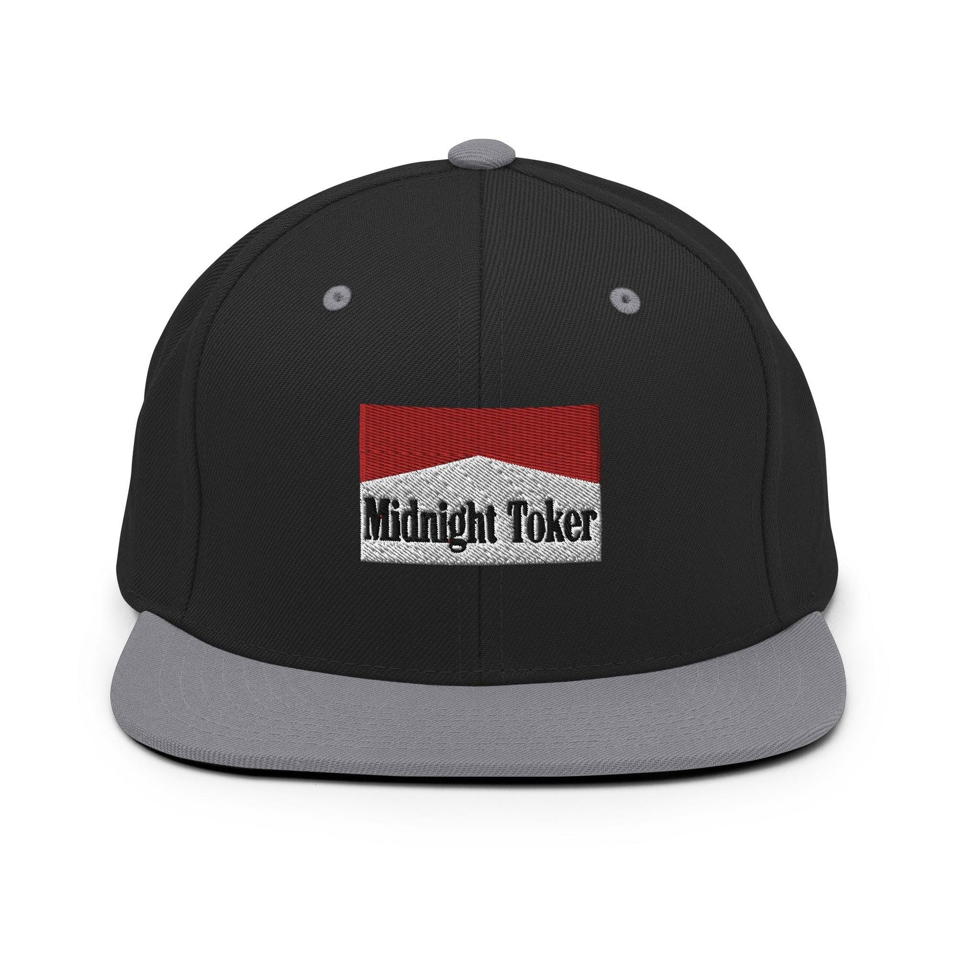 Midnight Toker Bill Brim Snapback Hat - Black/ Silver