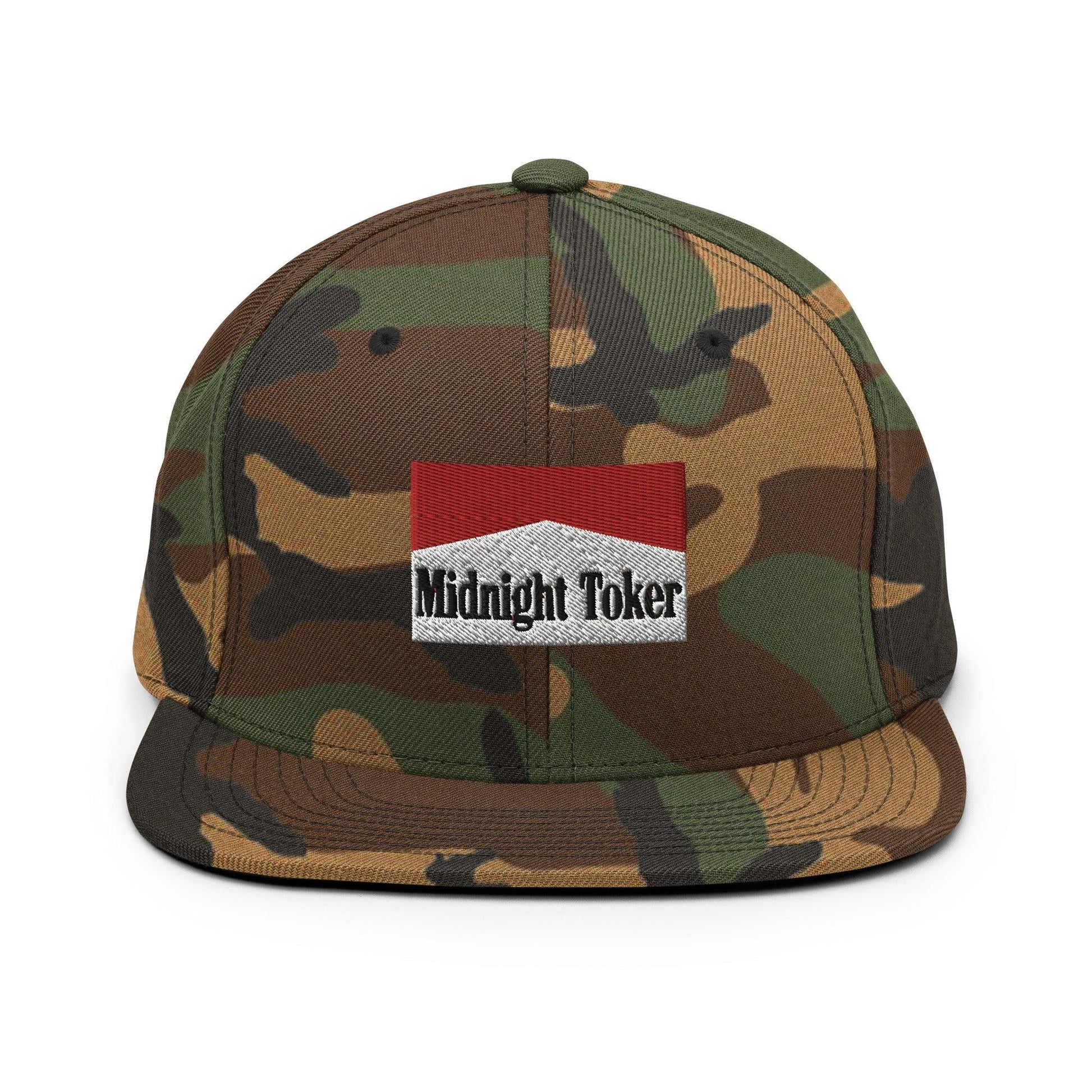 Midnight Toker Bill Brim Snapback Hat - Green Camo