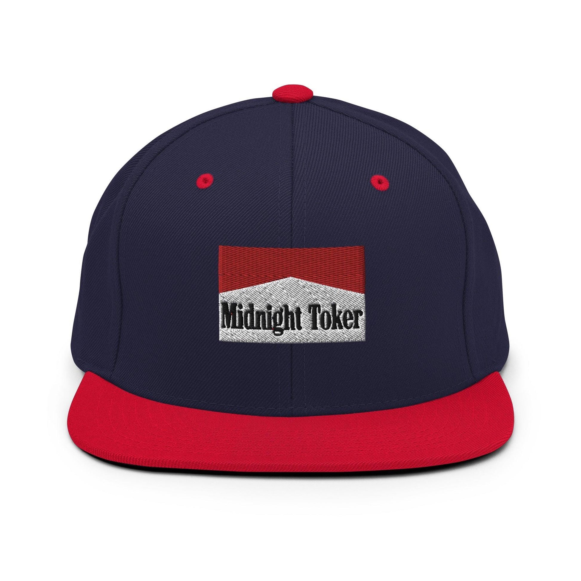 Midnight Toker Bill Brim Snapback Hat - Navy/ Red