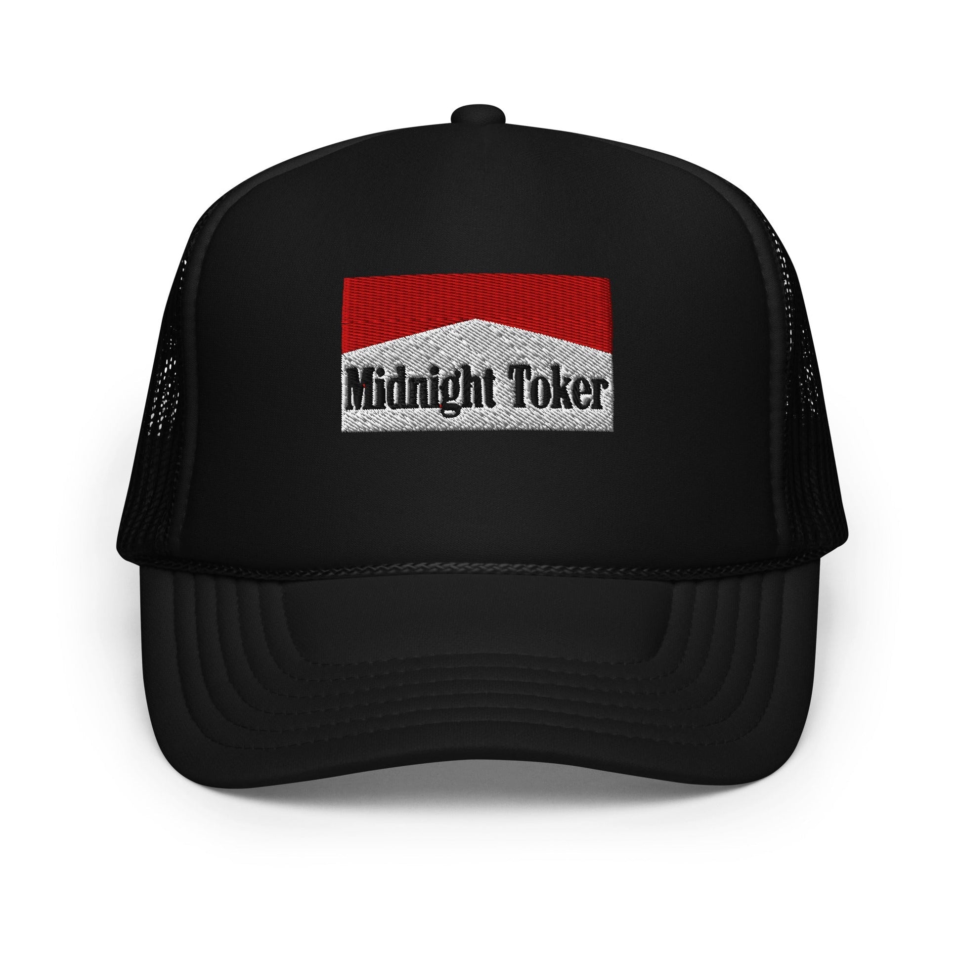 Midnight Toker embroidered foam trucker hat with logo for stylish streetwear fashion