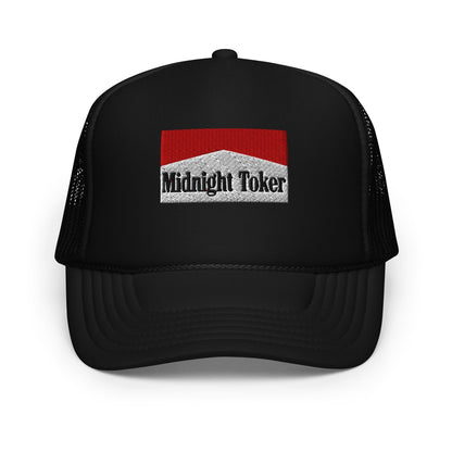 Midnight Toker embroidered foam trucker hat with logo for stylish streetwear fashion