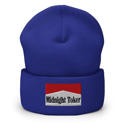 Midnight Toker Embroidered Knit Cuffed Beanie - Royal