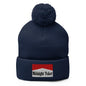 Midnight Toker Embroidered Knit Pom Beanie - Navy