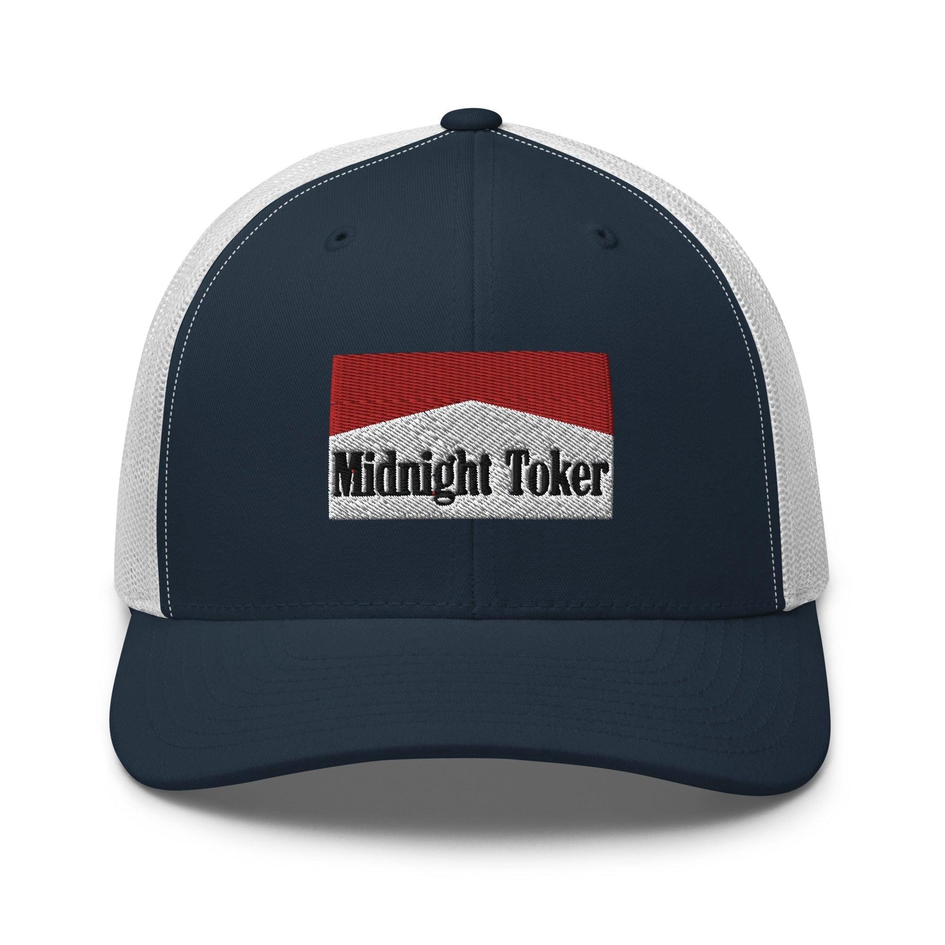 Midnight Toker Retro Trucker Hat - Navy/ White