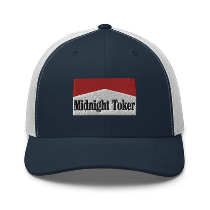 Midnight Toker Retro Trucker Hat - Navy/ White
