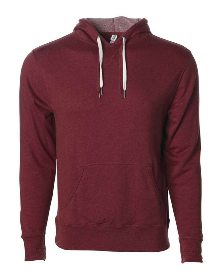 Midweight French Terry Hooded Sweatshirt PRM90HT - Burgundy Heather / XS - Sweatshirts & Hoodies