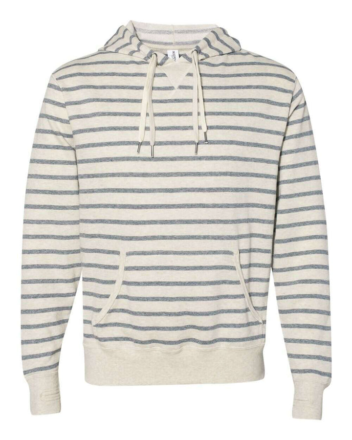 Midweight French Terry Hooded Sweatshirt PRM90HT - Oatmeal Heather/ Salt & Pepper Stripe / XS - Sweatshirts & Hoodies