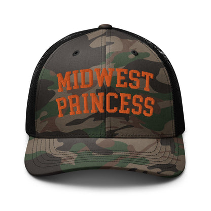 Midwest Princess Orange Camouflage Trucker Hat - Camo/Black - Headwear