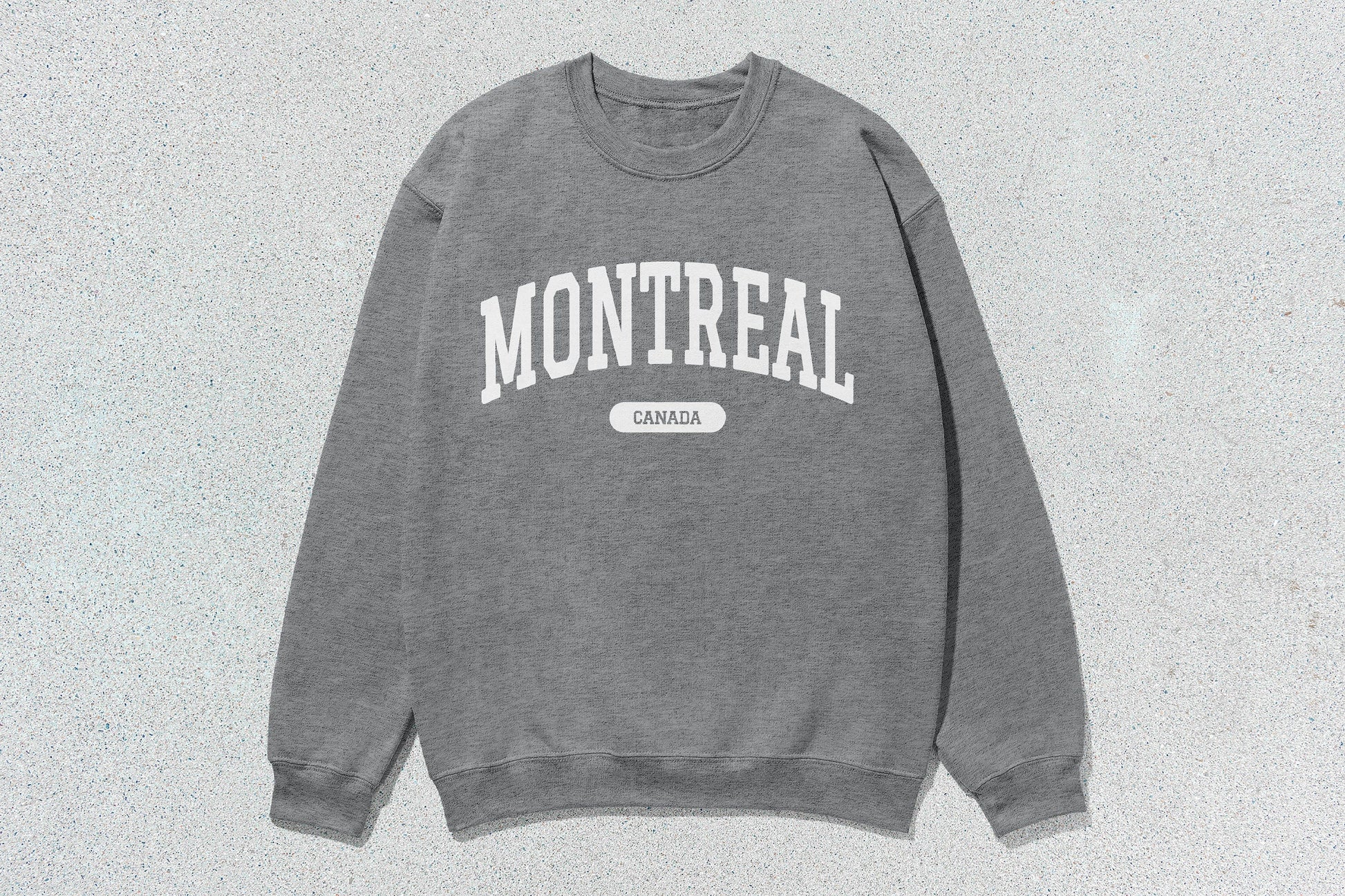 Gray Montreal crewneck sweatshirt made of heavy blend fabric for stylish custom apparel