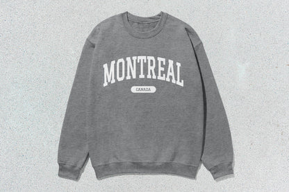 Gray Montreal crewneck sweatshirt made of heavy blend fabric for stylish custom apparel