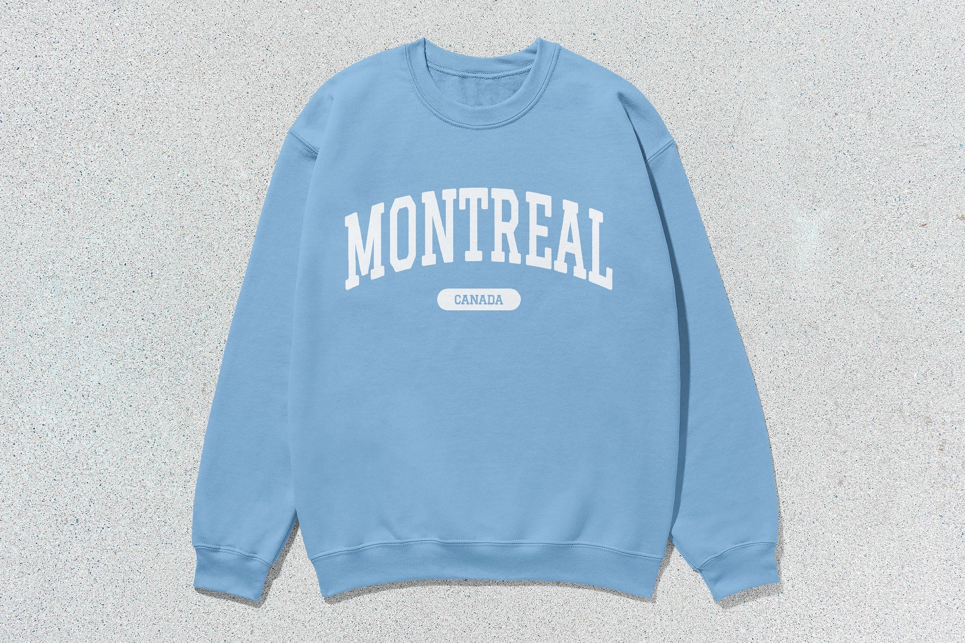 Light blue Montreal Crewneck sweatshirt in heavy blend fabric, perfect for custom apparel