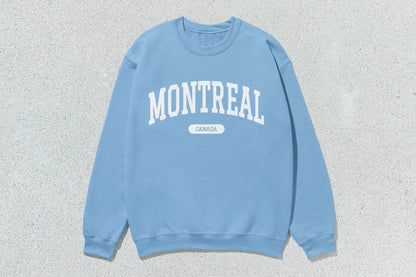 Light blue Montreal Crewneck sweatshirt in heavy blend fabric, perfect for custom apparel