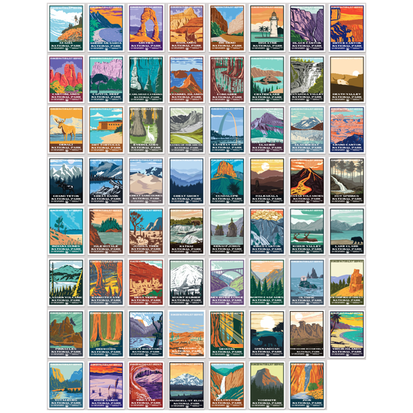 National Park Sticker Collection WPA Style - sticker