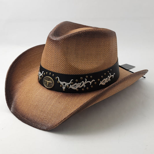Natural Straw Cowboy Hat - ST122BR Brown - OSFA