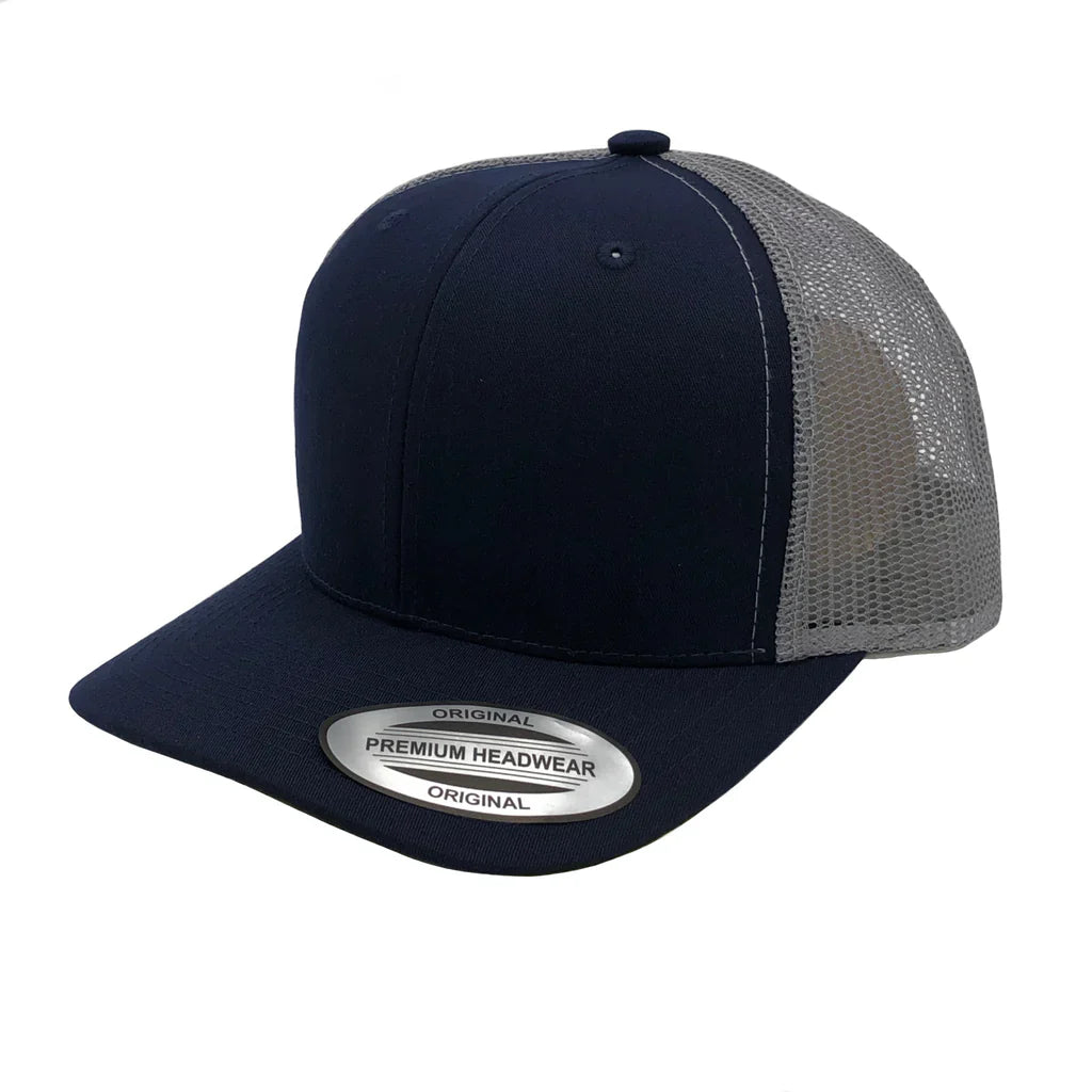 GNV-6606T - Premium Trucker Mesh Cap - Navy Grey / ONE SIZE - CAPS