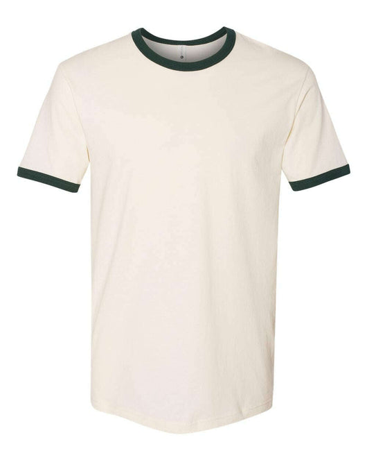 Next Level Cotton Ringer T-Shirt 3604 - Natural/ Forest Green / XS - T-Shirts - Premium
