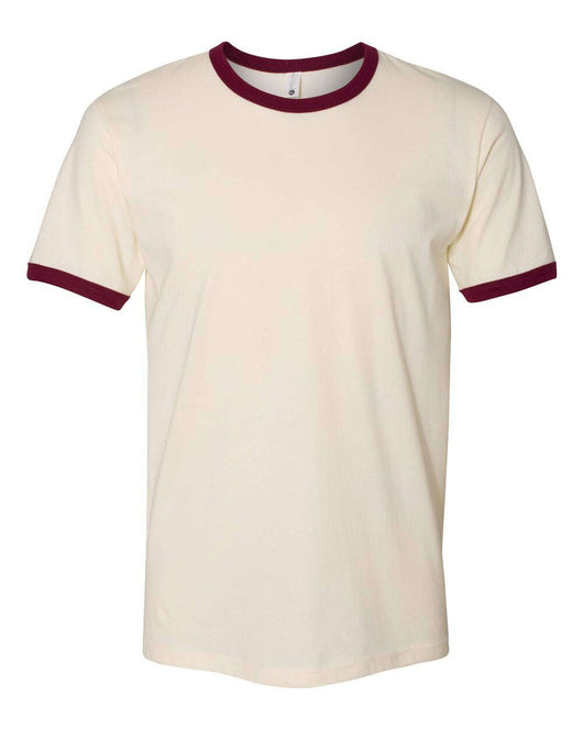 Next Level Cotton Ringer T-Shirt 3604 - Natural/ Maroon / XS - T-Shirts - Premium