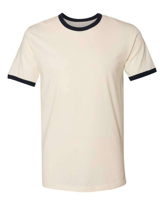 Next Level Cotton Ringer T-Shirt 3604 - Natural/ Midnight Navy / XS - T-Shirts - Premium