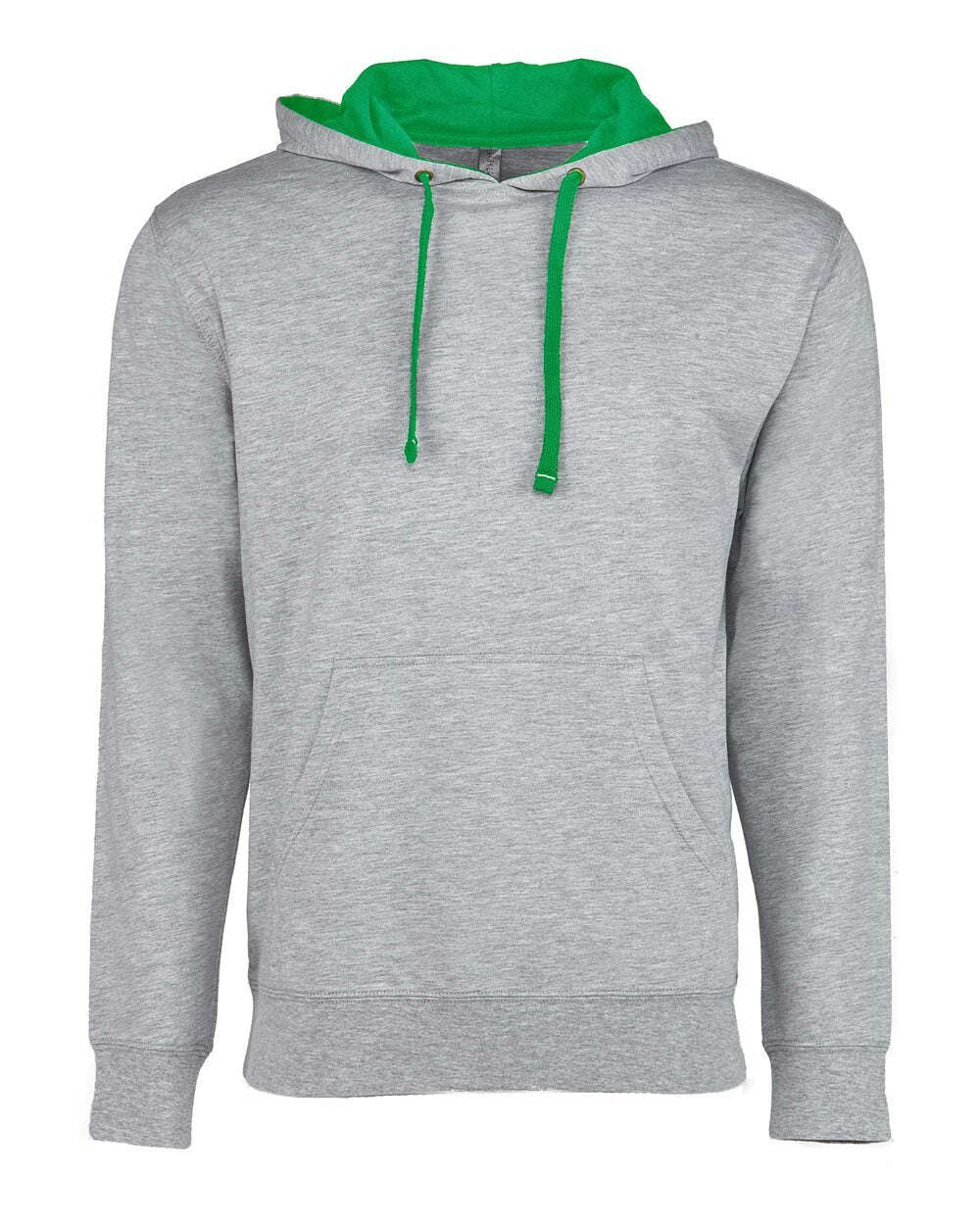 Next Level Laguna Hoodie 9301 - Heather Grey/ Kelly Green / XS - Sweatshirts & Hoodies