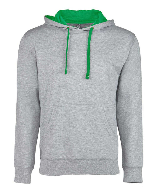 Next Level Laguna Hoodie 9301 - Heather Grey/ Kelly Green / XS - Sweatshirts & Hoodies