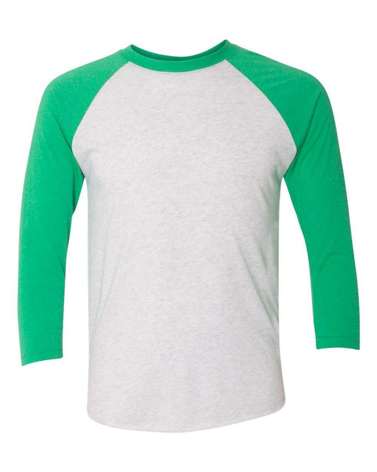 Next Level Triblend Three-Quarter Raglan T-Shirt 6051 - Envy Sleeves/ Heather White Body / XS - T-Shirt