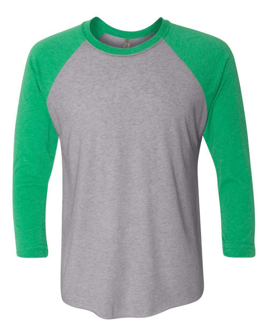Next Level Triblend Three-Quarter Raglan T-Shirt 6051 - Envy Sleeves/ Premium Heather Body / XS - T-Shirt