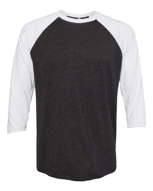 Next Level Triblend Three-Quarter Raglan T-Shirt 6051 - Heather White/ Vintage Black / XS - T-Shirt