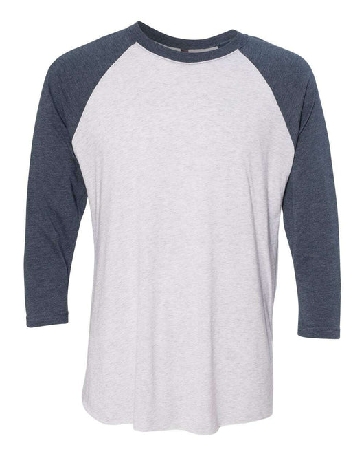 Next Level Triblend Three-Quarter Raglan T-Shirt 6051 - Indigo Sleeves/ Heather White Body / XS - T-Shirt