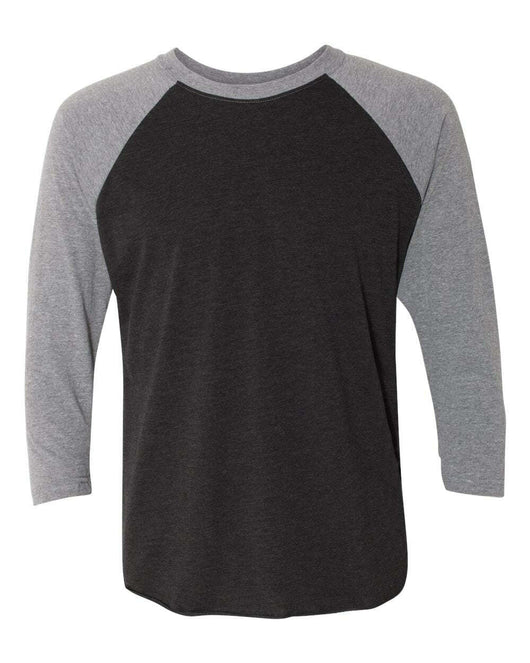 Next Level Triblend Three-Quarter Raglan T-Shirt 6051 - Premium Heather Sleeves/ Vintage Black Body / XS - T-Shirt