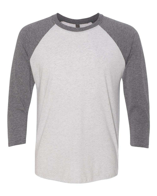 Next Level Triblend Three-Quarter Raglan T-Shirt 6051 - Premium Heather Sleeves/ Heather White Body / XS - T-Shirt