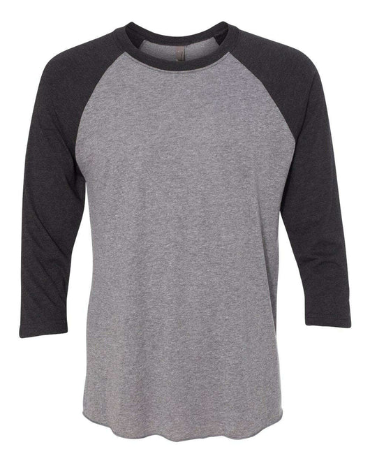 Next Level Triblend Three-Quarter Raglan T-Shirt 6051 - Vintage Black Sleeves/ Premium Heather Body / XS - T-Shirt