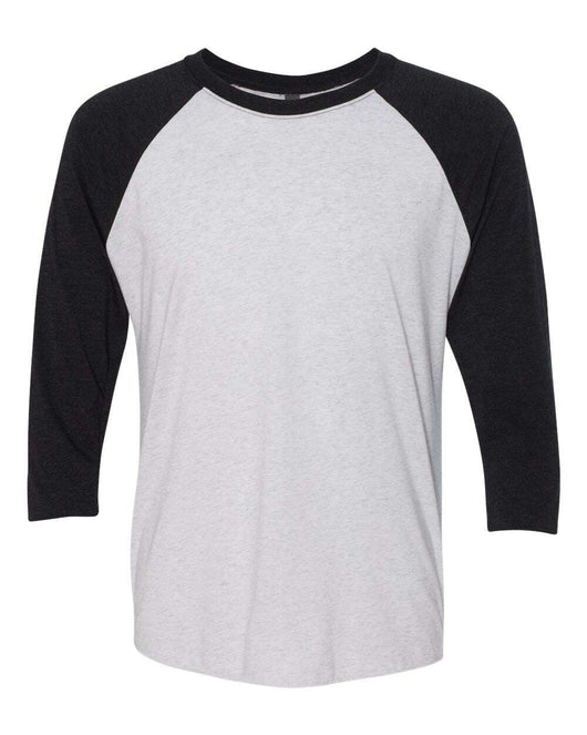 Next Level Triblend Three-Quarter Raglan T-Shirt 6051 - Vintage Black Sleeves/ Heather White Body / XS - T-Shirt