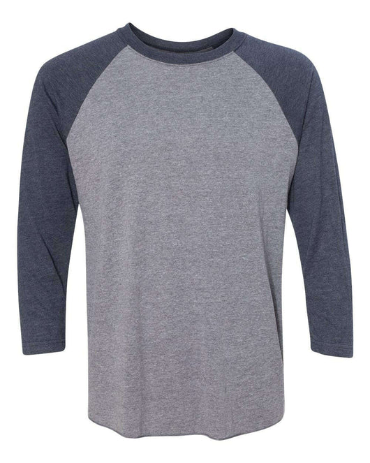 Next Level Triblend Three-Quarter Raglan T-Shirt 6051 - Vintage Navy Sleeves/ Premium Heather Body / XS - T-Shirt