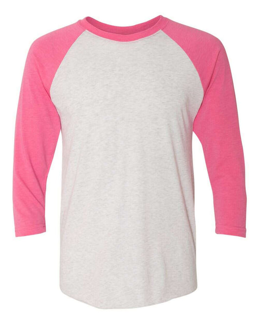 Next Level Triblend Three-Quarter Raglan T-Shirt 6051 - Vintage Pink Sleeves/ Heather White Body / XS - T-Shirt