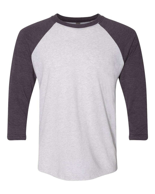 Next Level Triblend Three-Quarter Raglan T-Shirt 6051 - Vintage Purple Sleeves/ Heather White Body / XS - T-Shirt