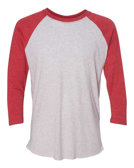 Next Level Triblend Three-Quarter Raglan T-Shirt 6051 - Vintage Red Sleeves/ Heather White Body / XS - T-Shirt