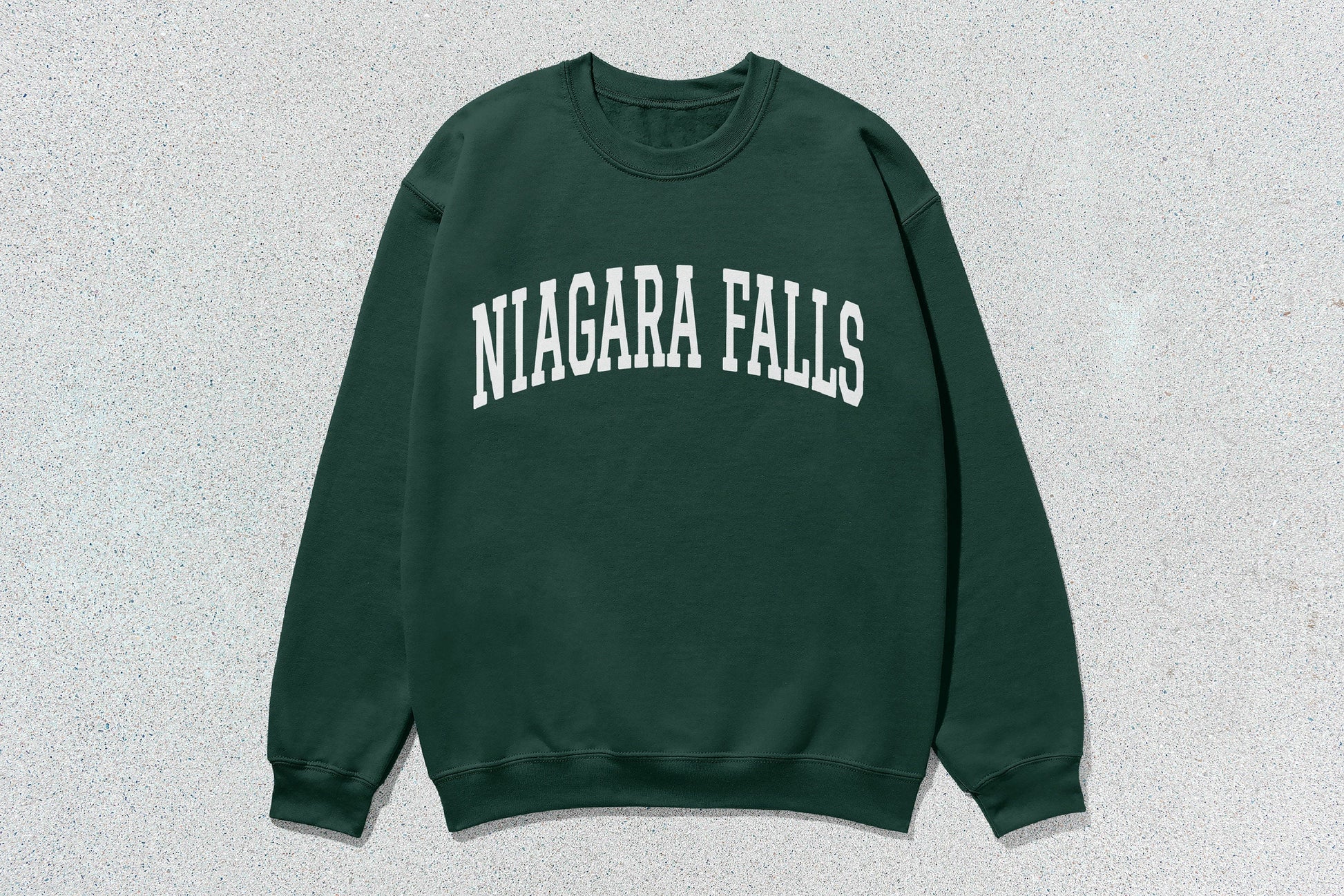 Green Niagara Falls sweatshirt featuring custom apparel and screen printing design