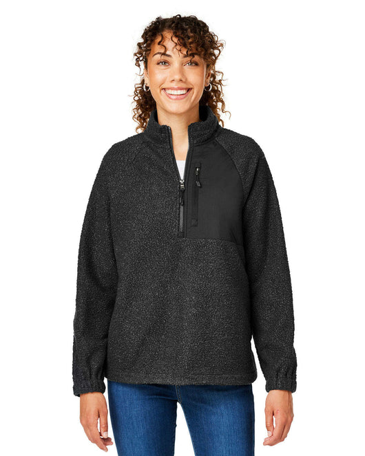 North End Ladies’ Aura Sweater Fleece Quarter-Zip NE713W - BLACK / XS - Fleece Jackets