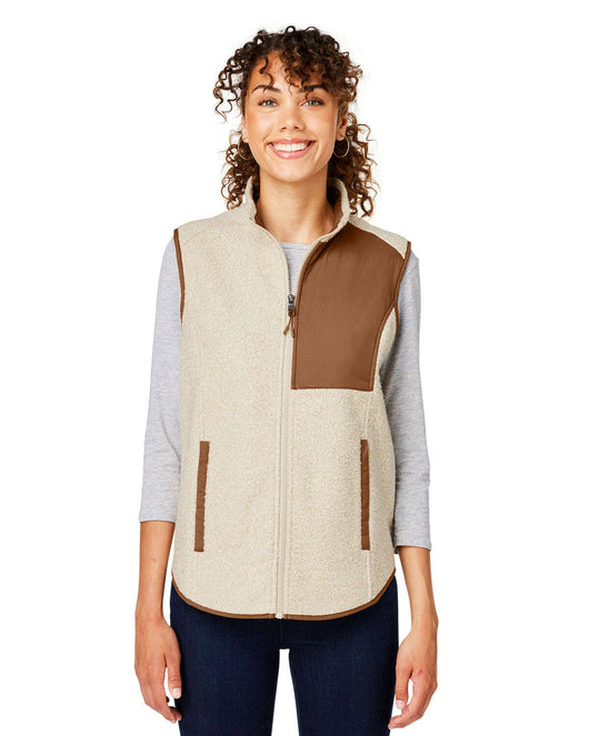 North End Ladies’ Aura Sweater Fleece Vest NE714W - OATML HTHR / TEAK / XS - Fleece Jackets