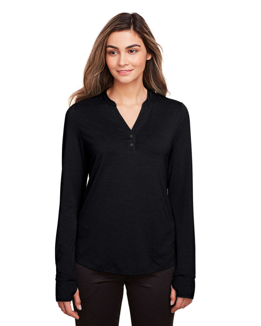 North End Ladies’ Jaq Snap-Up Stretch Performance Pullover NE400W - BLACK / XS - Shirts & Tops