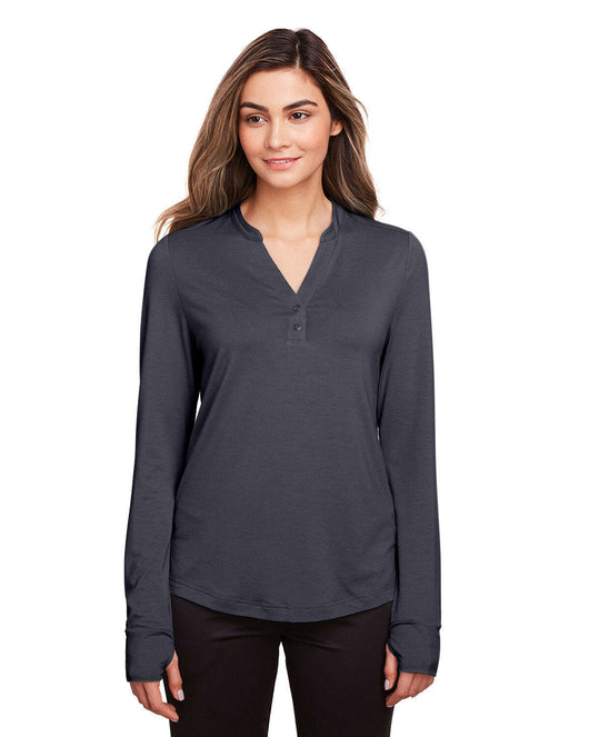 North End Ladies’ Jaq Snap-Up Stretch Performance Pullover NE400W - CARBON / XS - Shirts & Tops