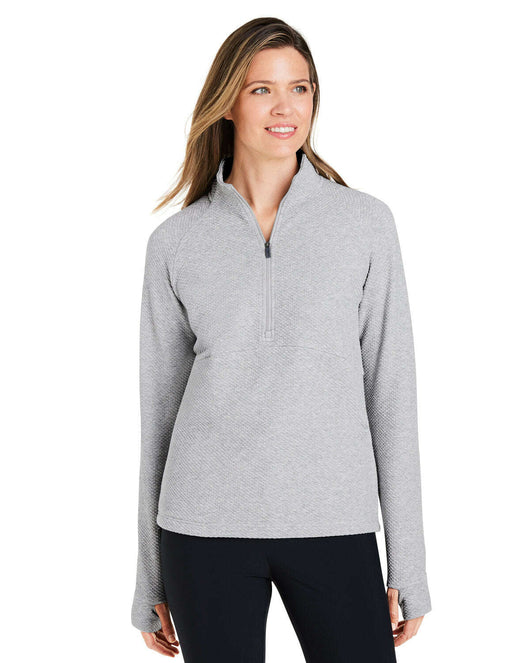 North End Ladies’ Spirit Textured Quarter-Zip NE725W - PLATINUM HEATHER / XS - QUARTER ZIP