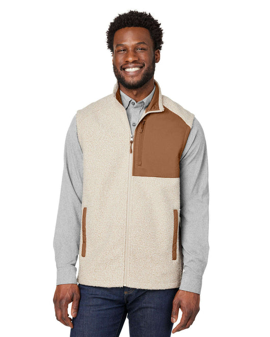 North End Men’s Aura Sweater Fleece Vest NE714 - OATML HTHR / TEAK / S - Fleece Jackets