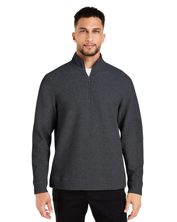 North End Men’s Spirit Textured Quarter-Zip NE725 - BLACK HEATHER / 5XL - Knits And Layering