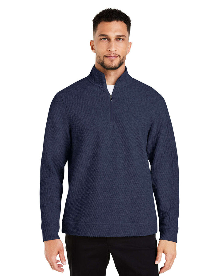 North End Men’s Spirit Textured Quarter-Zip NE725 - CLASSIC NAVY HTH / 5XL - Knits And Layering